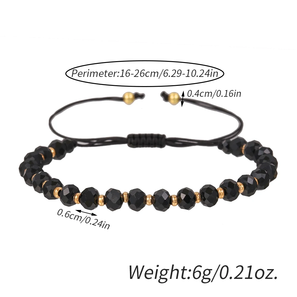 Fashion Boho Adjustable Jewelry Braiding Strap Bracelet Black Crystal Stone Beaded Bracelet For Women Accessory Jewelry