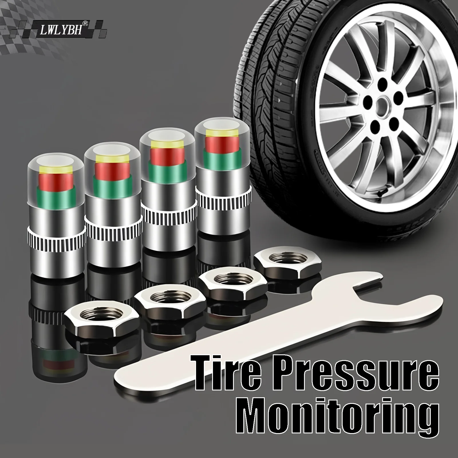 Car Tire Pressure Monitor Valve Car Tire Copper Core Caps Motorcycles Trucks Bicycle Car Tire Valve Stem Caps With 3-Color Alert