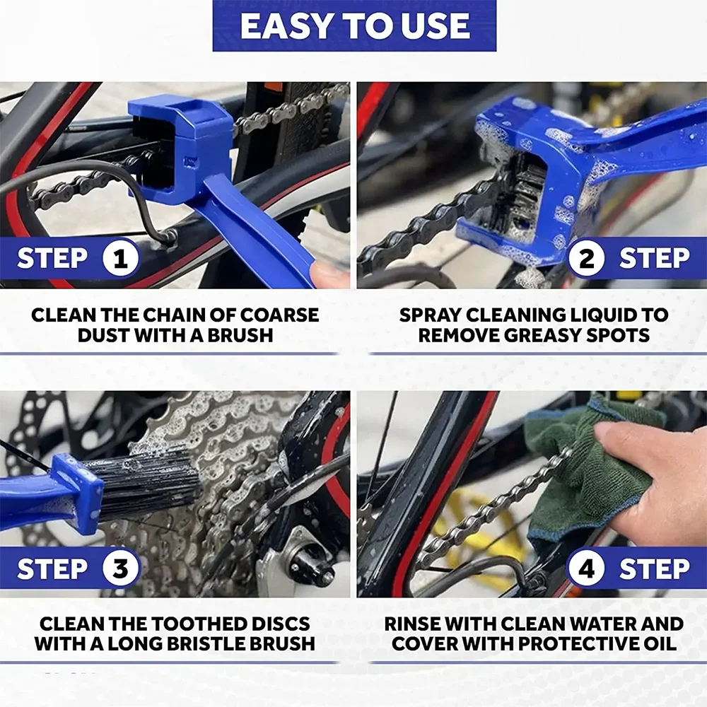 Bike Chain Cleaner Bicycle Motorcycle Chain Cleaning Brush Dual Heads Cycling Cleaning Kit Chain Cleaner Scrubber Tool kit