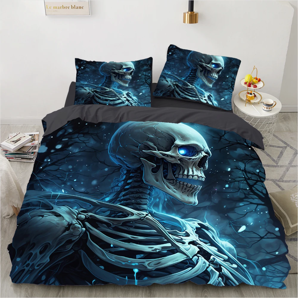 galaxy Skeleton Skull Bedding Set Qulit Cover 3d Duvet Cover Gothic Comforter Cover Twin Full Queen King Single Size Halloween