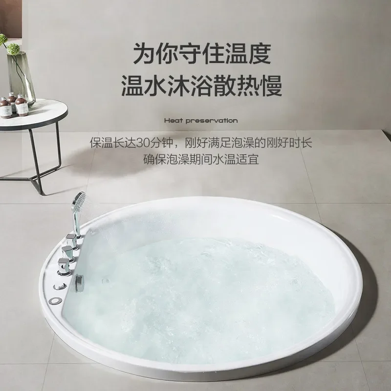 for Intelligent Embedded Round Bathtub with Surf Massage Constant Temperature Heating Bubbles and Colorful Ambient Light