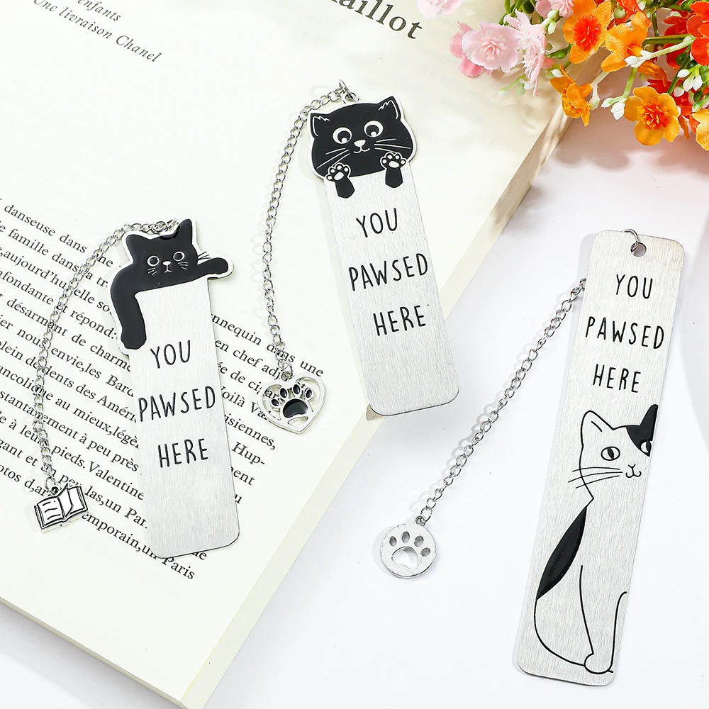 تصميم مموج مبتكر للقطط مع إشارة مرجعية نصية ملونة من الفولاذ المقاوم للصدأ، مما يعطي أفضل بركات القراءة لأولئك،