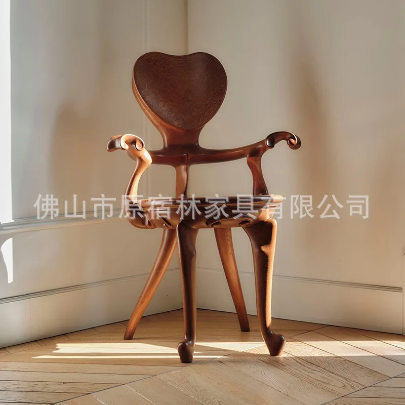 

Gaudi medieval solid wood love chair casual surprise wind designer deskchair high-end restaurant characteristic armrest