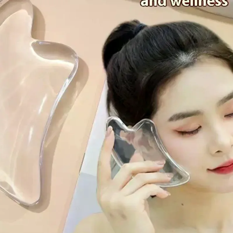 

1 шт., прозрачная доска Гуа Ша, массаж Гуа Ша для лифтинга лица, скребковый массажер для лица, смола