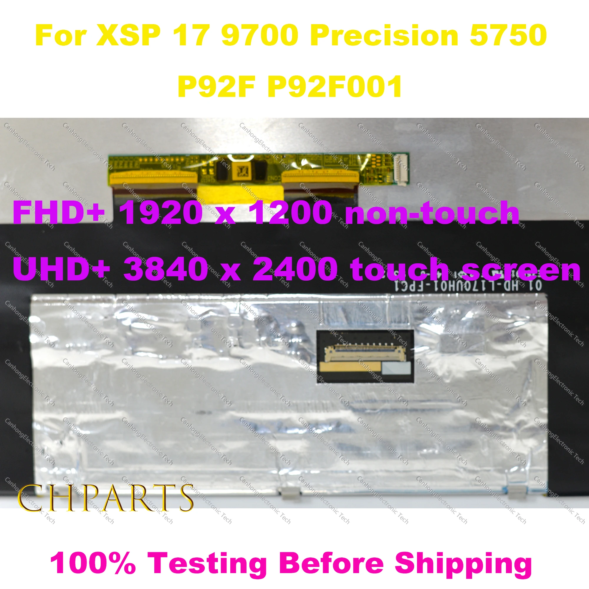 Imagem -05 - para Dell Xps 17 9700 Precisão 5750 5760 P92f P92f001 Lq170r1jx41 Lq0dasd947 Lcd Painel Montagem da Substituição da Tela de Toque 17