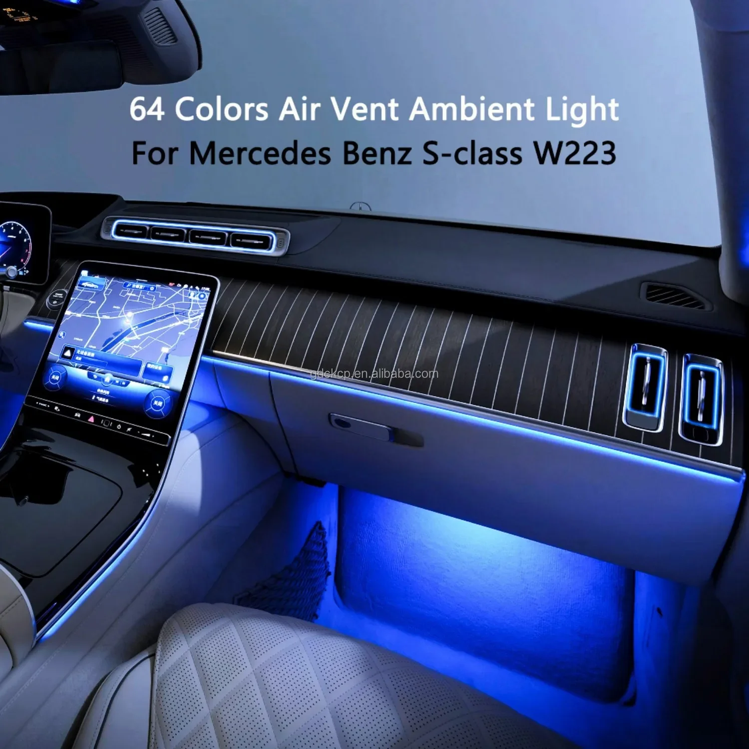New Arrivals 64 Colors  LED Air Vent Ambient Light for Mercedes Benz S-class W223 Luminous Air Ac Outlet Atmosphere Lamp!