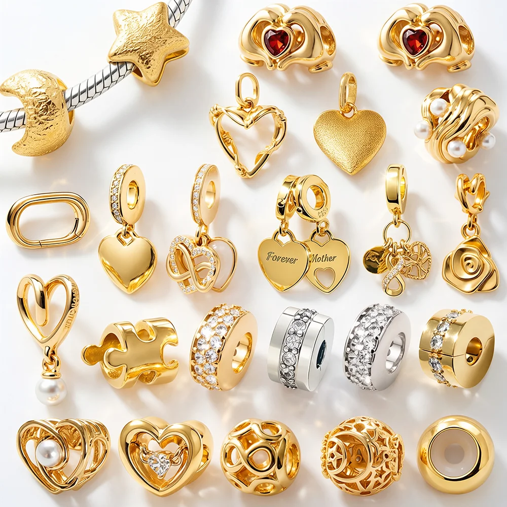 

Hot-Selling DIY Gold Frosted Hollow-Out Sparkling Charms Bead Fit Multiple Types Snake Bone Bracelet Anniversary Jewelry Gifts