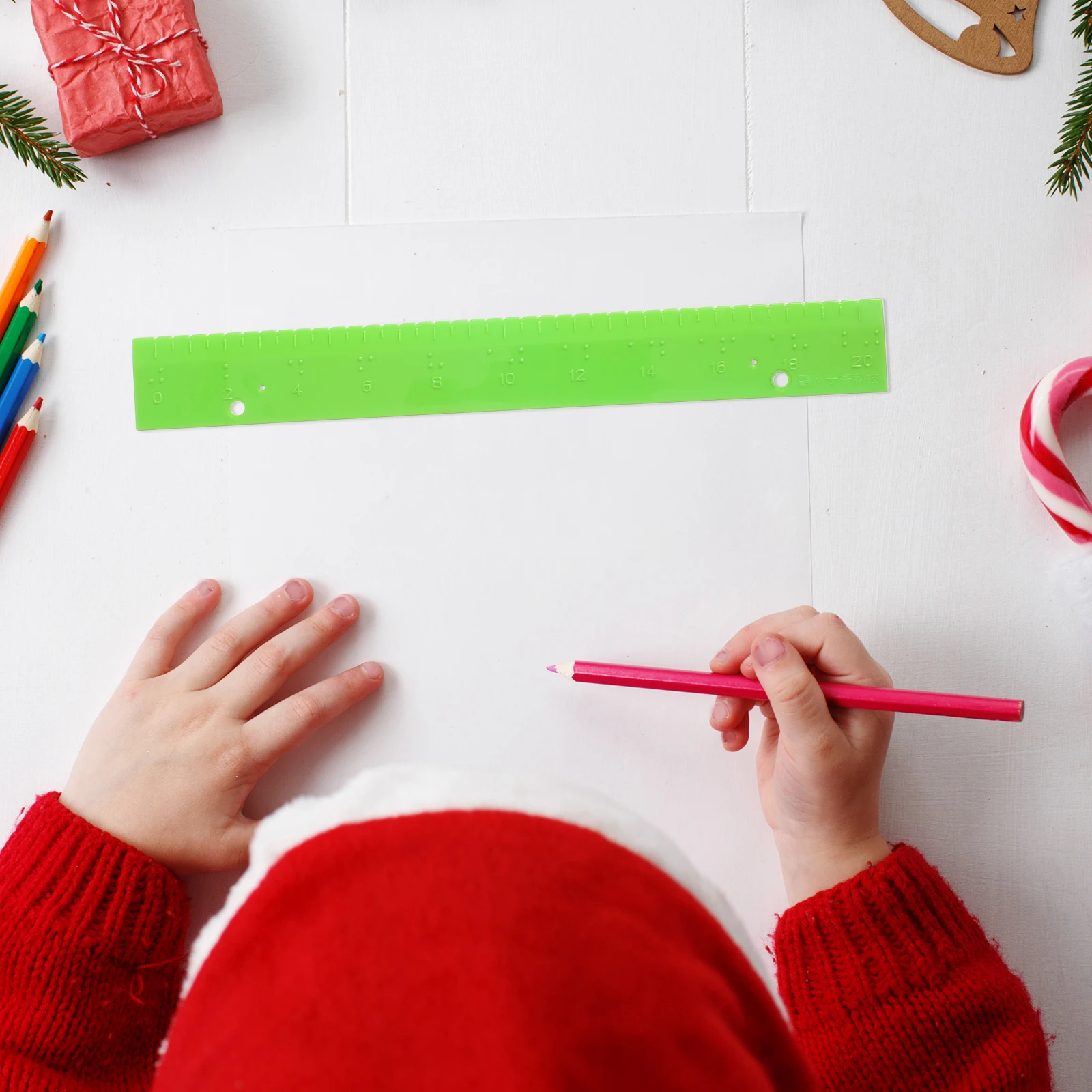 Tactile Measuring Ruler for Blind People Accurate Engraved Scale Reusable Straight Sturdy Construction Daily