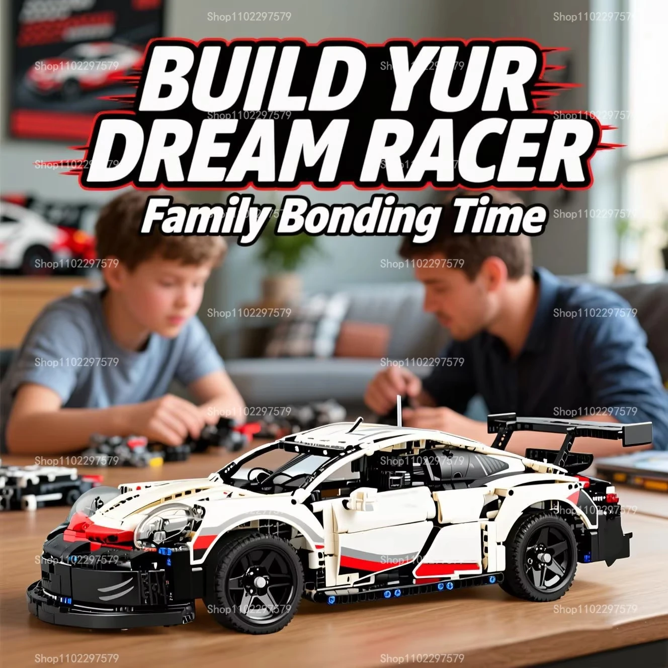 

DIY Technical Race Car 42096 Assembly Building Blocks Car Kits Collectible Mechanical Group Realistic Details Model toys GiftS