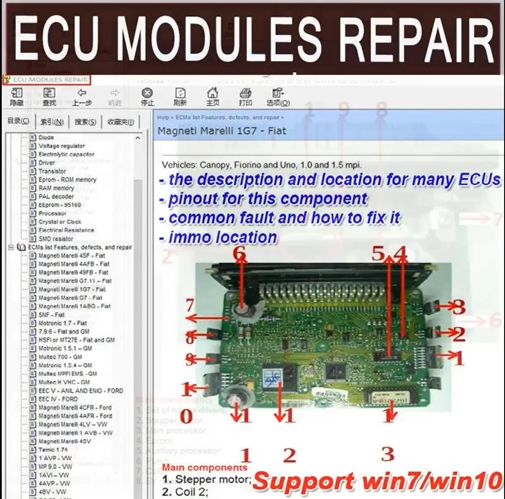 

ECU Repair Software Ecus Datasheet 2.0 PCB Schematic with Electronic Components of ECU and Additional Information For IAW Bosch