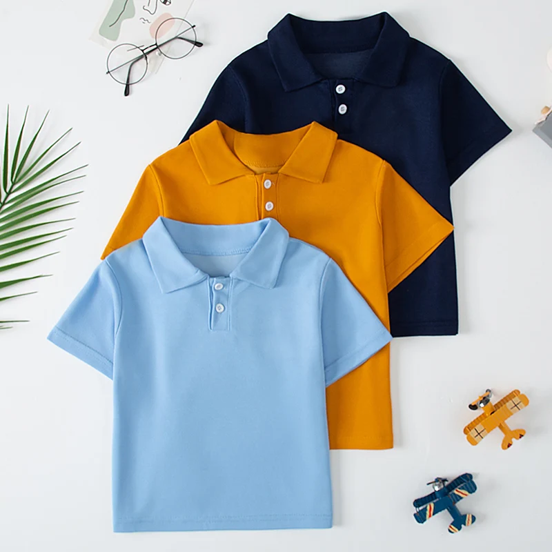 Einfarbiges POLO-Shirt für Kinder, für Jungen, hübsch, modisch, Sport-T-Shirt, Revers, bequem, halbe Ärmel.