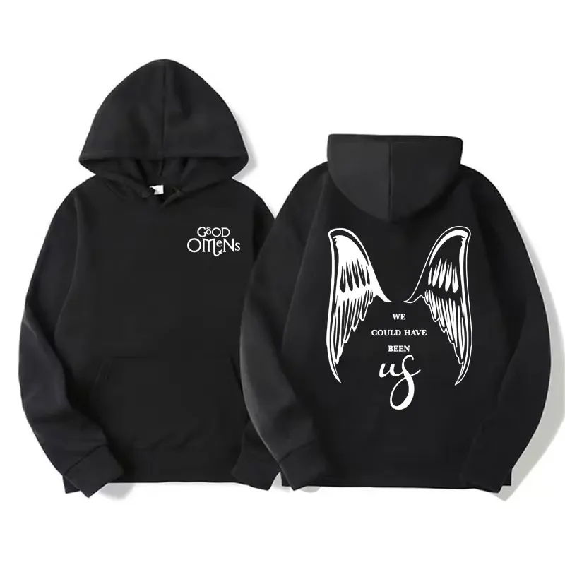 

Hot Tv Series Good Omens Print Hoodies Men Women Clothing Retro Aesthetic Sweatshirt Casual Oversized Pullover Hooded Streetwear