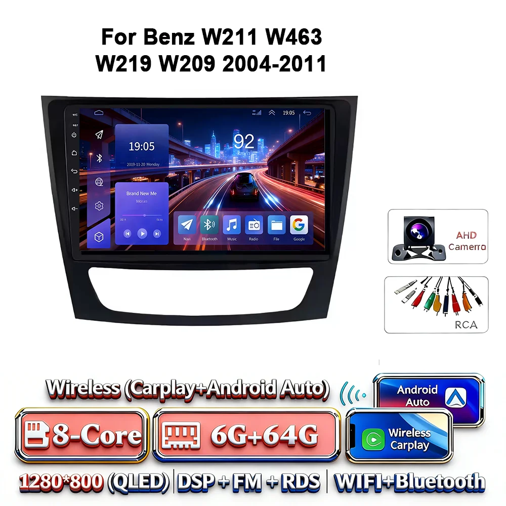 Android 17 autoradio 4G WIFI Carplay voor Mercedes Benz W211 E300 2002-2010 2din DVD GPS Multimedia Bluetooth touchscreen navigatie