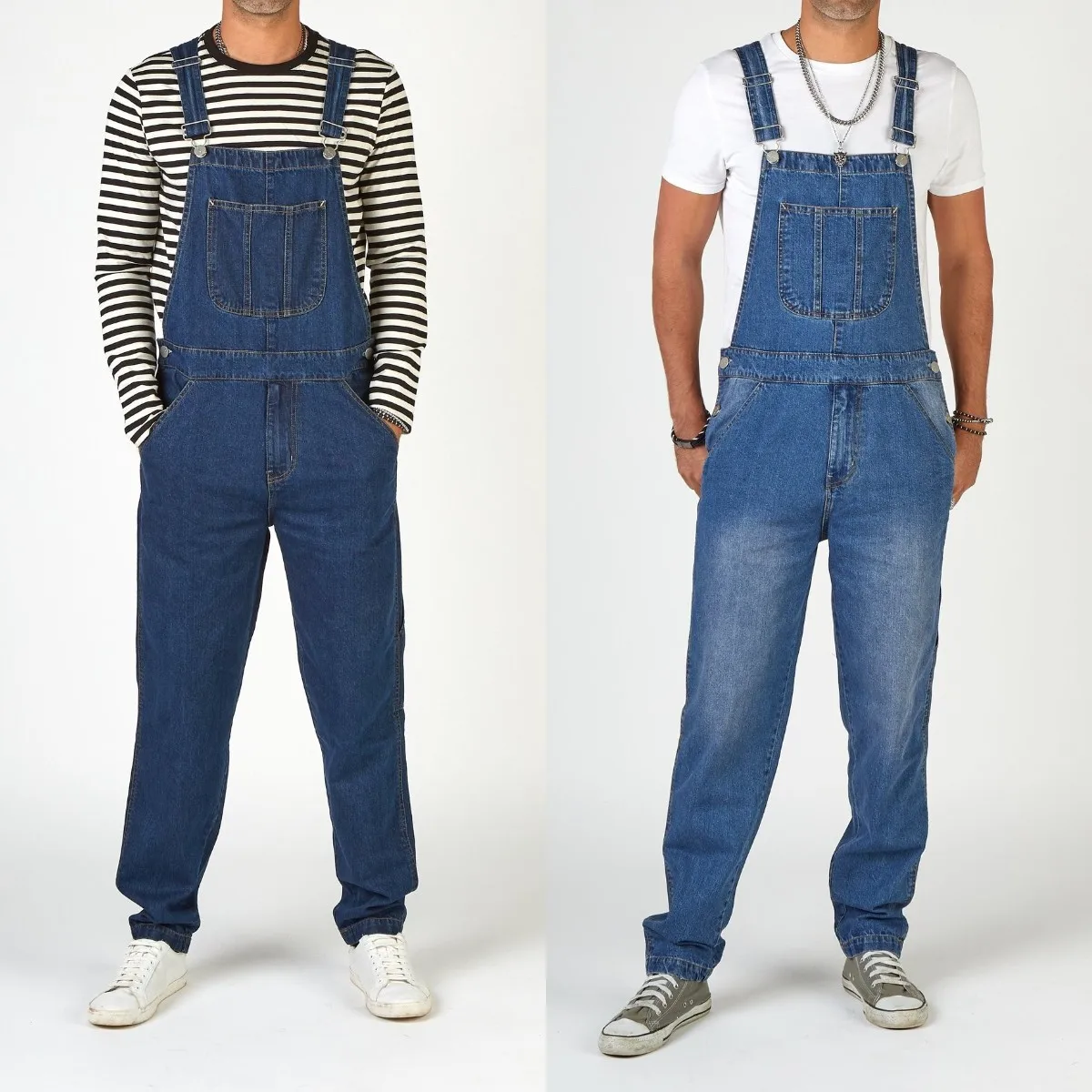 Heren Bretels Amerikaanse Retro Denim Overalls Slijtvaste Slash Pocket Baggy Jumpsuit voor Mannen Streetwear Wijde Pijpen Jeans