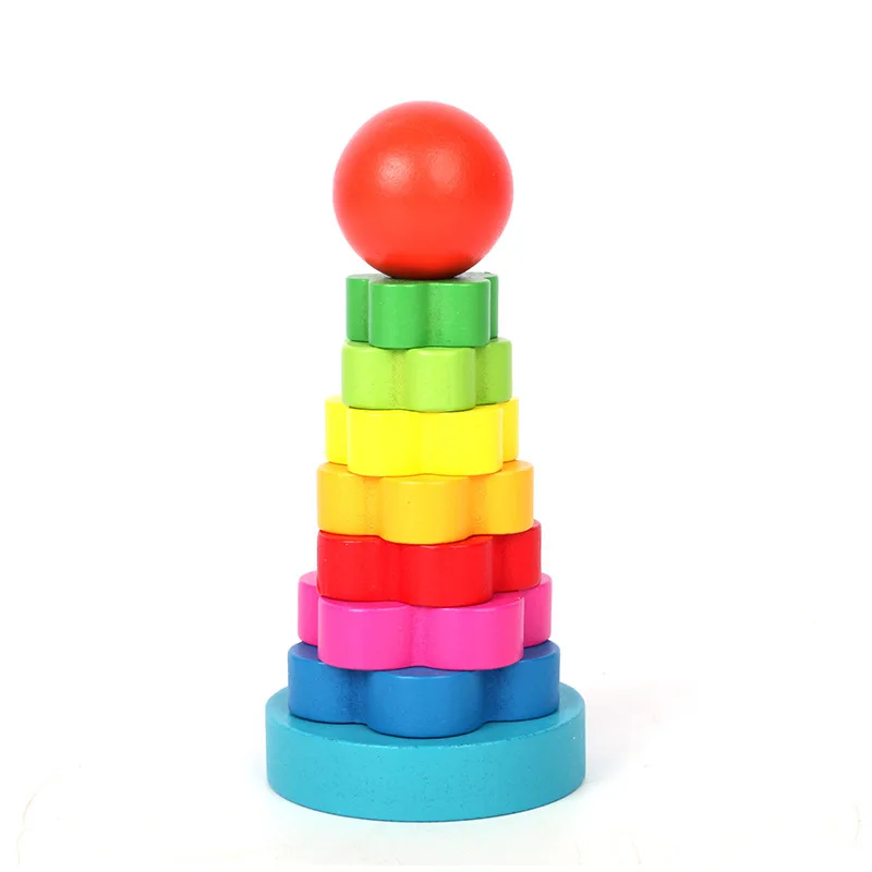 Rainbow Stacking Ring Tower para crianças, copo dobrável, blocos Stapelring, madeira, plástico, criança, bebê, brinquedos infantis, novo