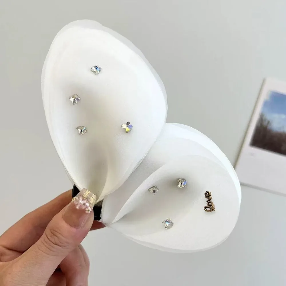 

Cloth Butterfly Petals Hair Claw Korean Style Sweet Rhinestone Mesh Shark Clip Headwear Hair Accessories Women Hairgrips Women