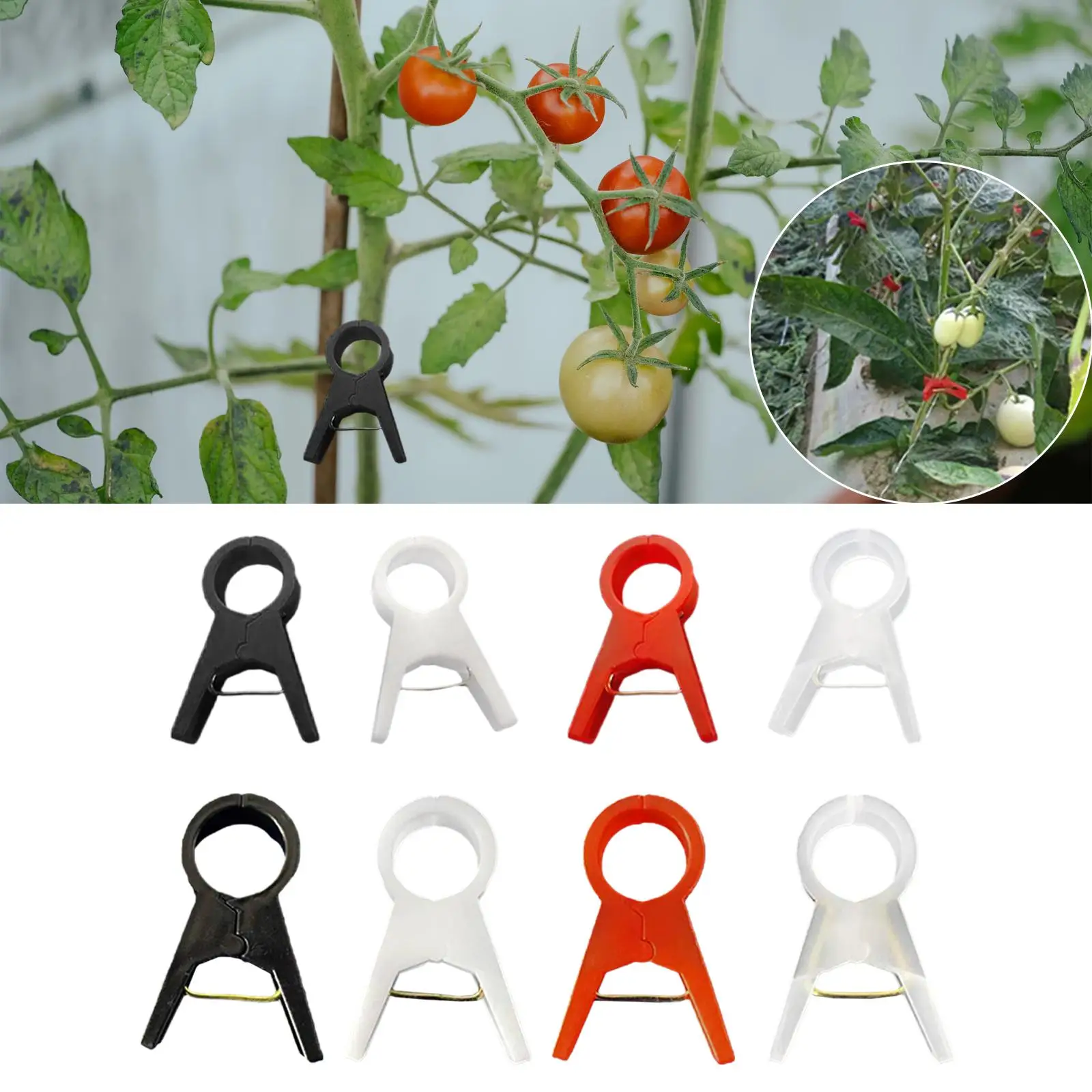 Clips reutilizables para plantas, pepinos, uvas y verduras, para cultivo vertical, 100 unidades