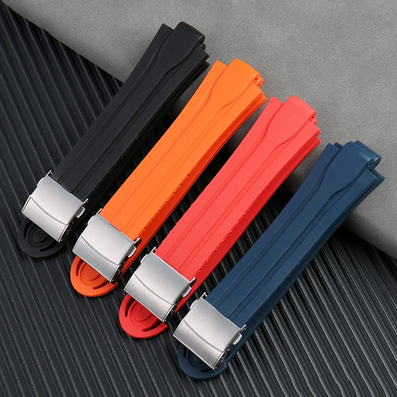 男性用ダイビングウォッチ用に適用可能なラバーアクセサリー,スポーツ用,凸型シリコン腕時計,24x12mm,7730,7740シリーズ