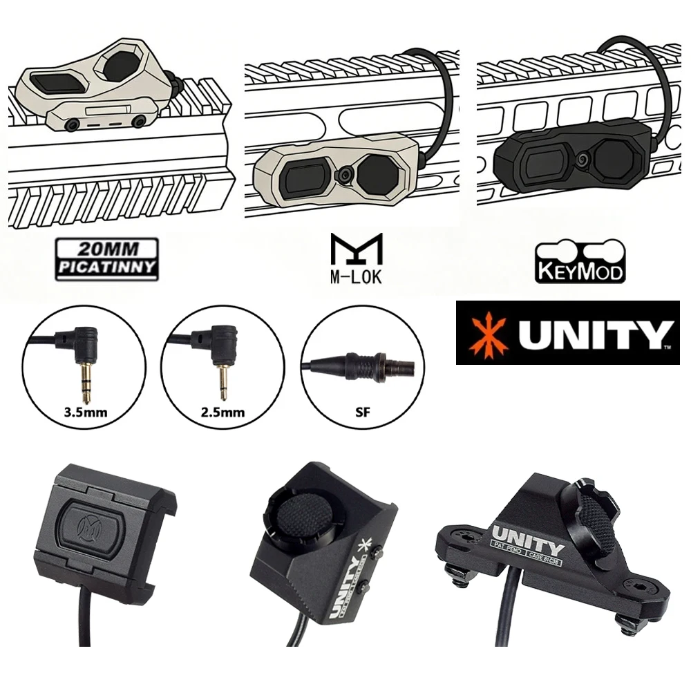 UNITY Tactical SF Crane Laser 2.5mm 3.5mm, interrupteur à pression, compatible avec rail Picatinny M-Lok de 20mm, pour PEQ15 DBAL-A2