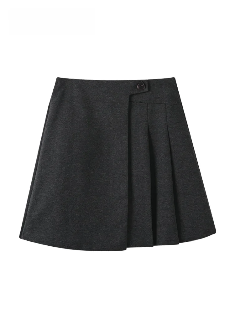 

High Waist Asymmetrical Woolen Skirt for plus Size Women Autumn Winter New Sle Korean Sle Commute Polyester Fiber