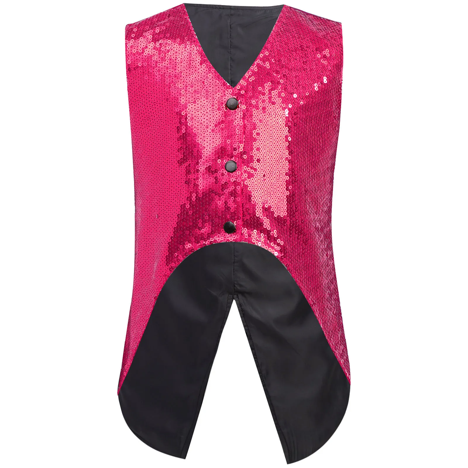 Bambini Ragazzi Jazz Hip Hop Performance di danza Top Costume Orlo asimmetrico Gilet con paillettes scintillanti Slim Fit Disco Decor Gilet da coro