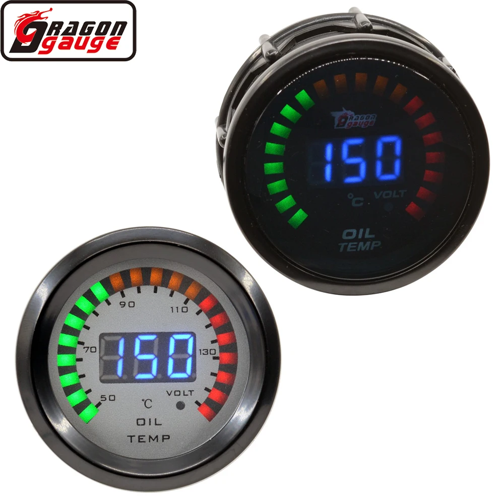 52mm Display Digital Auto Car Engine 12V Oil Temperature Gauge 20-150 Celsius With Voltage Temp Measure Meter