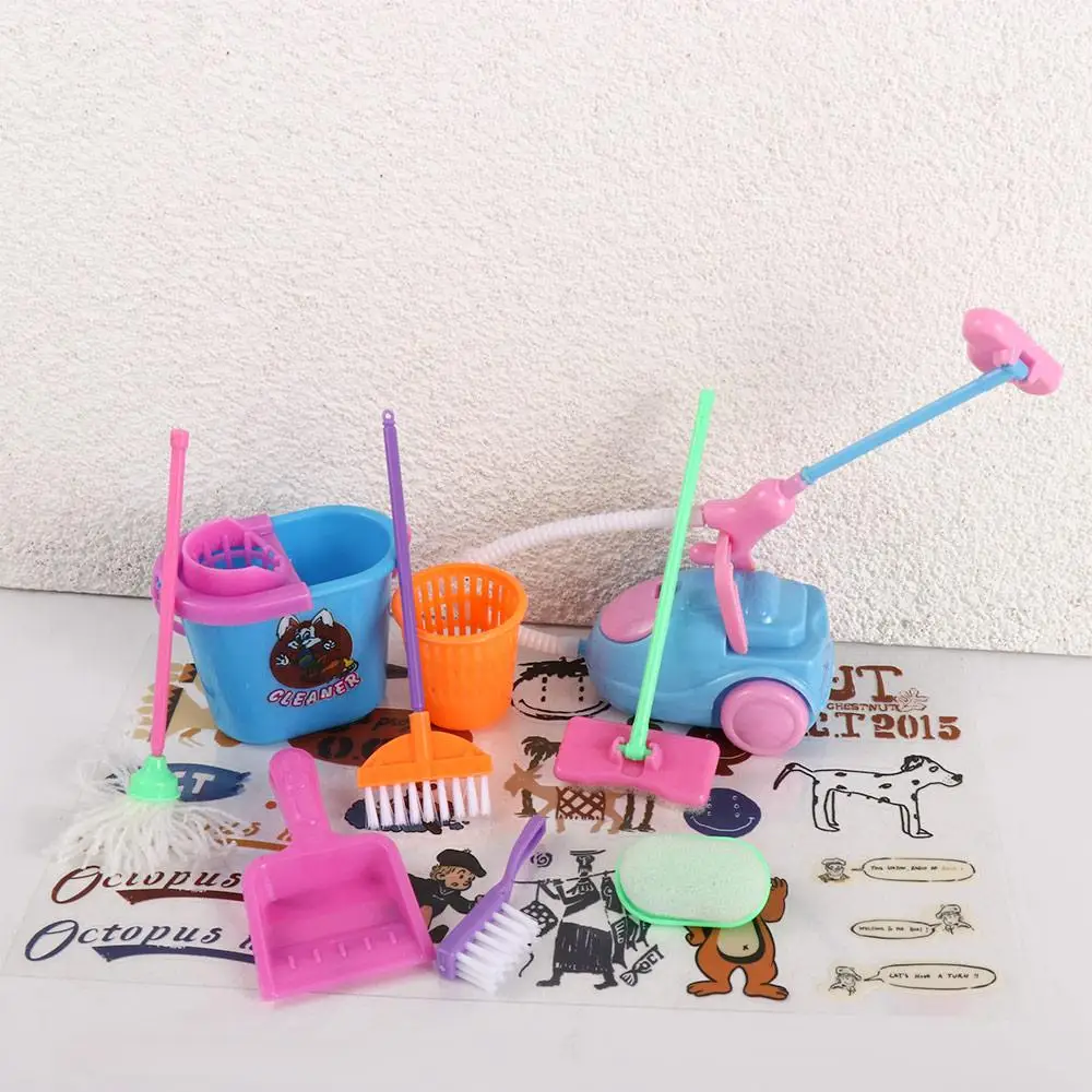 Mini Plastic Poppenhuismeubilair Miniatuur Reinigingstool Huishoudelijk Schoonmaakgereedschap Miniatuur Wasgereedschap. Meubels Speelgoed