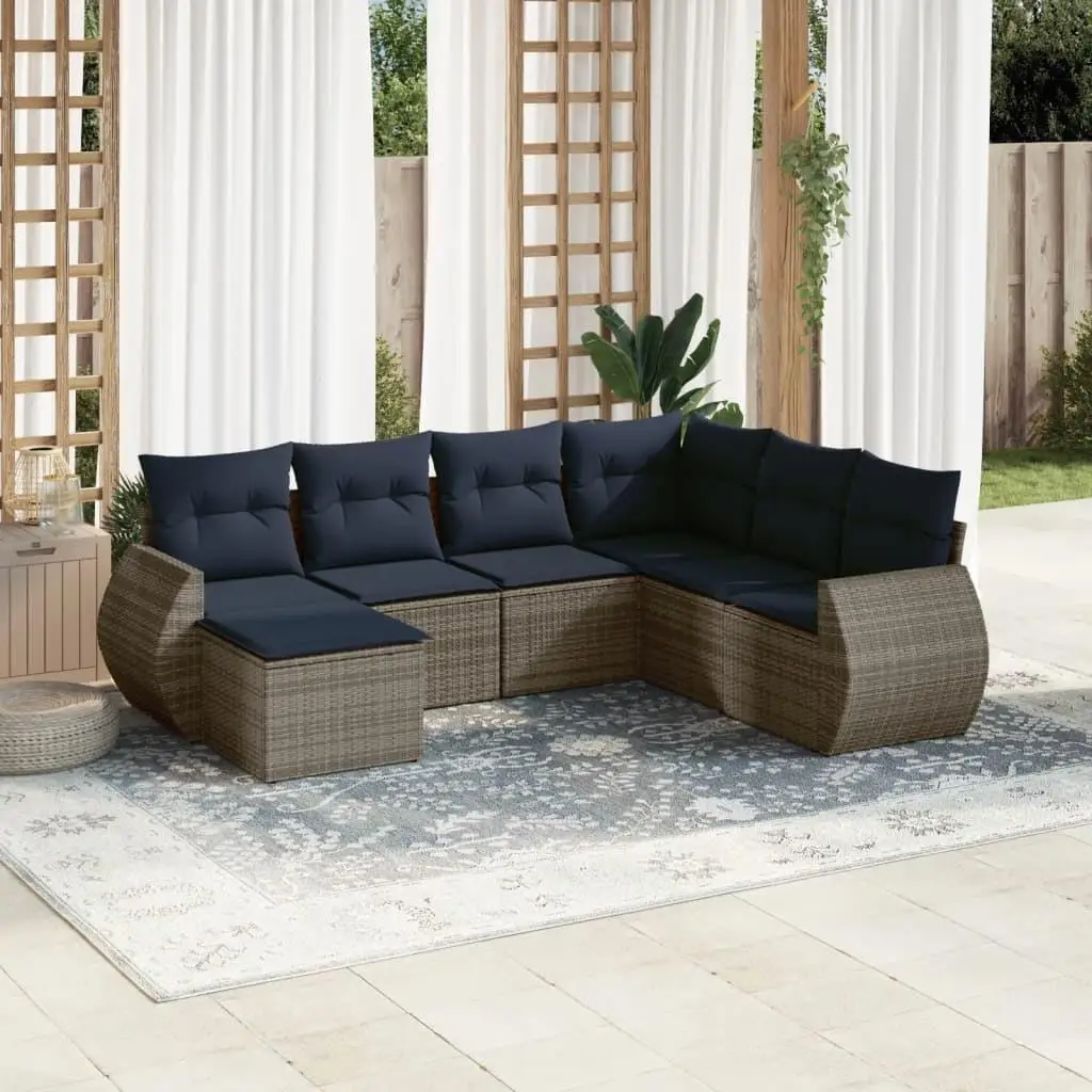

8 Piece Outdoor Couch Set Gray Poly Rattan Sofa with Cushions Garden Furniture Patio Seating