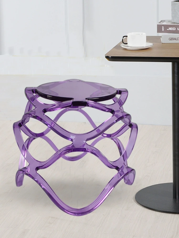 

Transparent Acrylic Stool Creative Dressing Stool Living Room Sofa Footstool Leisure Chairs Shoe Changing Stool Nordic Furniture