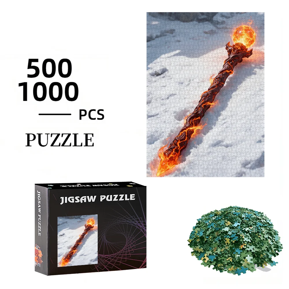 500-teiliges oder 1000-teiliges Puzzle mit Schmelz-Lava-Themenstab – tragbare Zwischenauffforderung, geeignet für s &, / Weihnachten/ Spiele, Mel