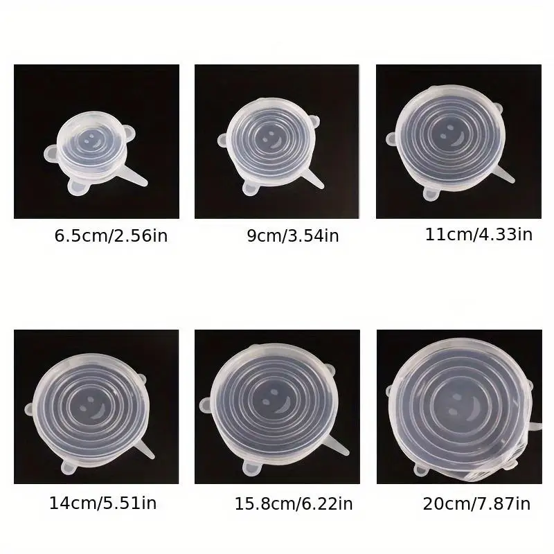 6pcs Flexible Sealing Silicone Bowl Covers,Elastic Reusable Food Storage Covers,use Dishwasher,Kitchen Organization Accessories