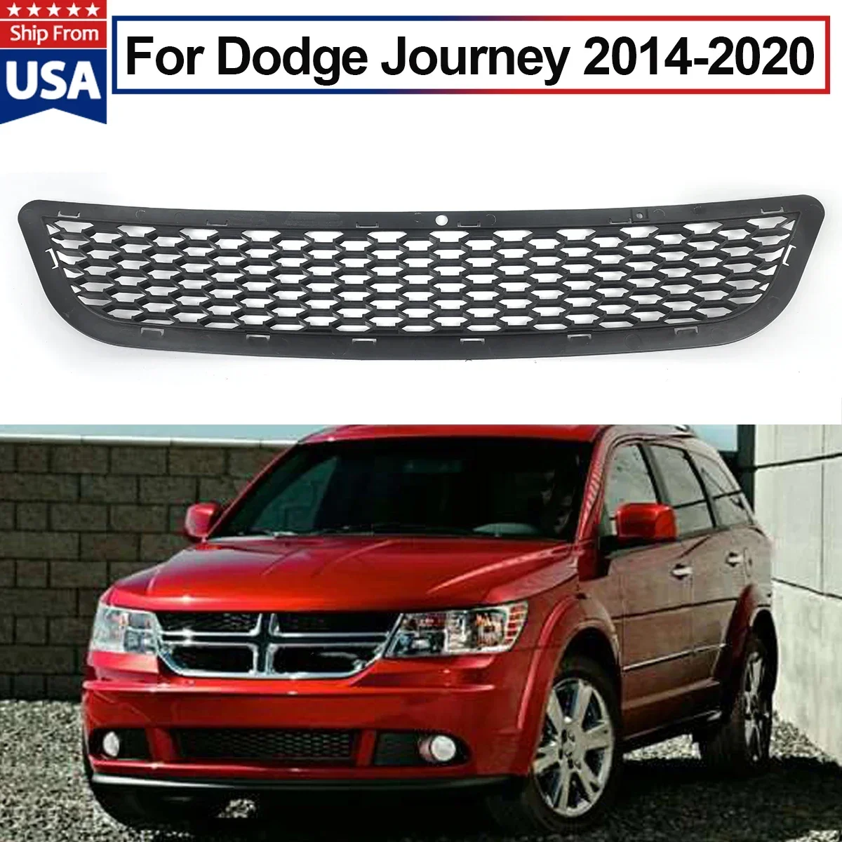 New For Dodge Journey 2014-2020 Front Bumper Face Bar Grille Honeycomb Plastic