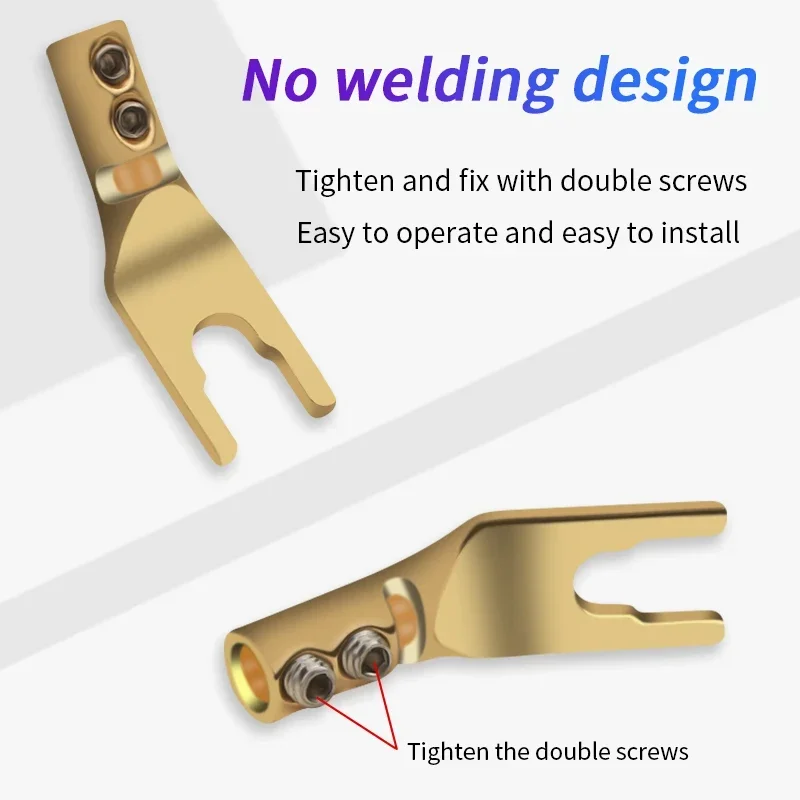 8ชิ้นทองแดงY Spadeเสียบสกรูคู่ชุบทองไฮไฟเครื่องขยายเสียงลําโพงเชื่อมต่อ4.5มิลลิเมตร