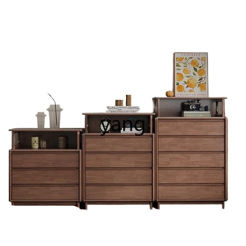 

TGF walnut solid wood combination modern simple living room bedroom bedside storage cabinet