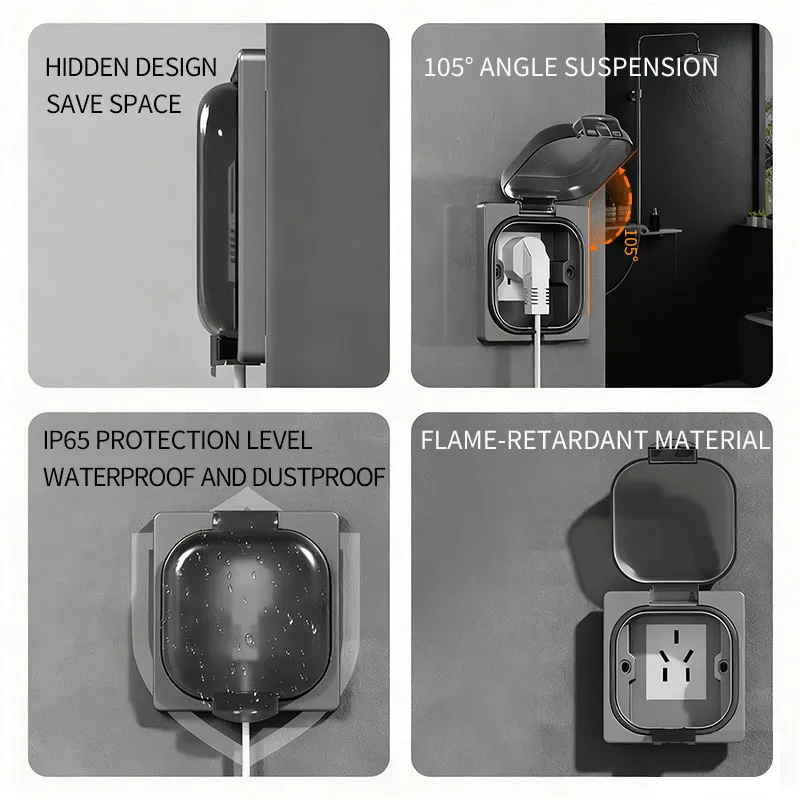 Outdoor Waterproof Socket Box IP65 Wall Electrical Outlet Cover Universal 86 Type for UK US EU Plug Multiple Standards Replace