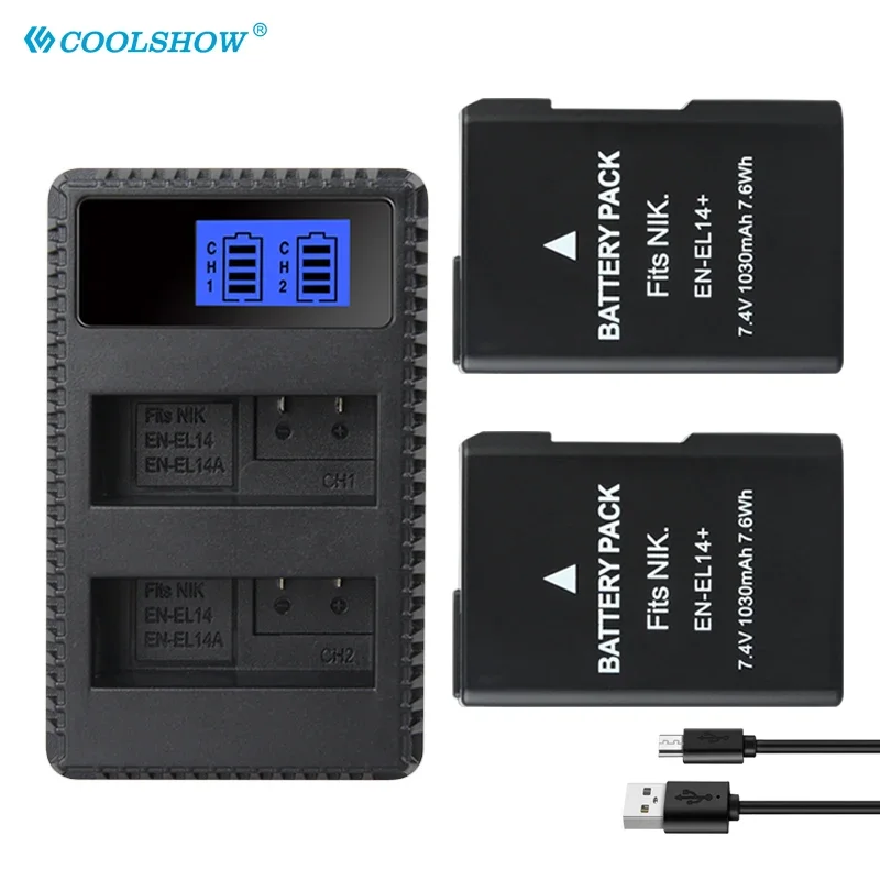 

1030mAh Battery EN-EL14 for Nikon D5100 D5200 D5500 D5600 D5300 P7200 P7700 P7100 D3100 D3200 D3300 EN EL14 Batteries Charger