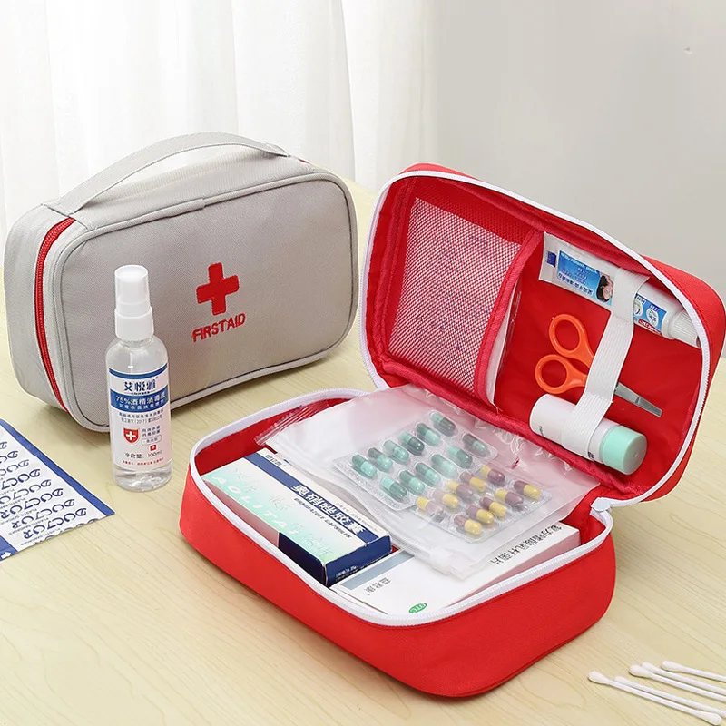 Empty Large First Aid Kit with Handle Portable Outdoor Survival Travel Car Emergency First Aid Pills Bandage Organizer Bag Pouch