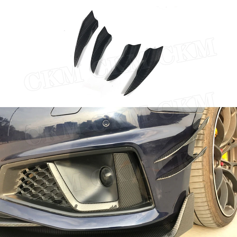 Dry Carbon Fiber Front Bumper Side Fins Air Trims Spoiler For Audi A4 Sline Sport S4 Sedan B10 2019 2020 FRP Canards Splitters