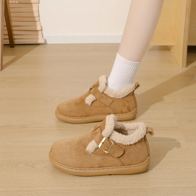 أحذية ثلج مبطنة بالصوف بتصميم سهل الارتداء، مناسبة للتنقل في الثلج أو المشي في المنزل، أنيقة وعصرية