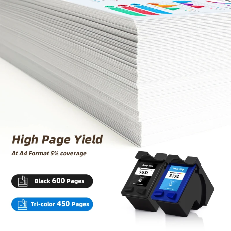 Compatible For HP56 57 Refillable Ink Cartridge for HP 56 57 XL PSC 4200 1110 1205 1210 1215 1219 1315 1340 1350 2210 Printer