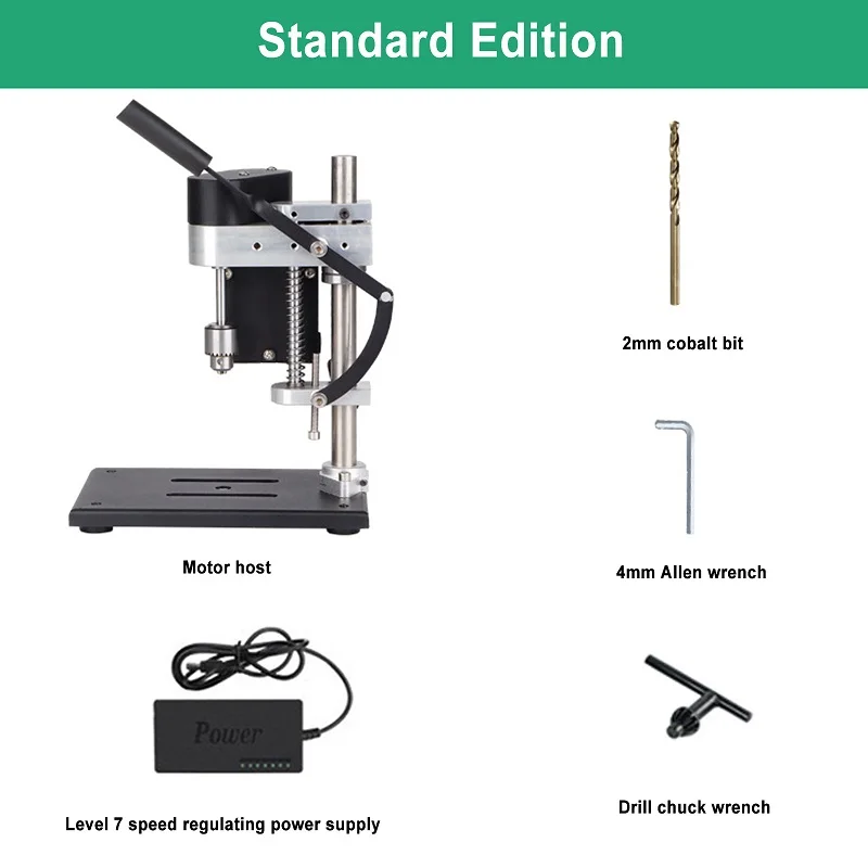 Mini Electric Bench Drill Press Stand Kit 8000 r/min 7-Gear Variable Speed Benchtop Drilling Machine Precise Drill DIY Drilling