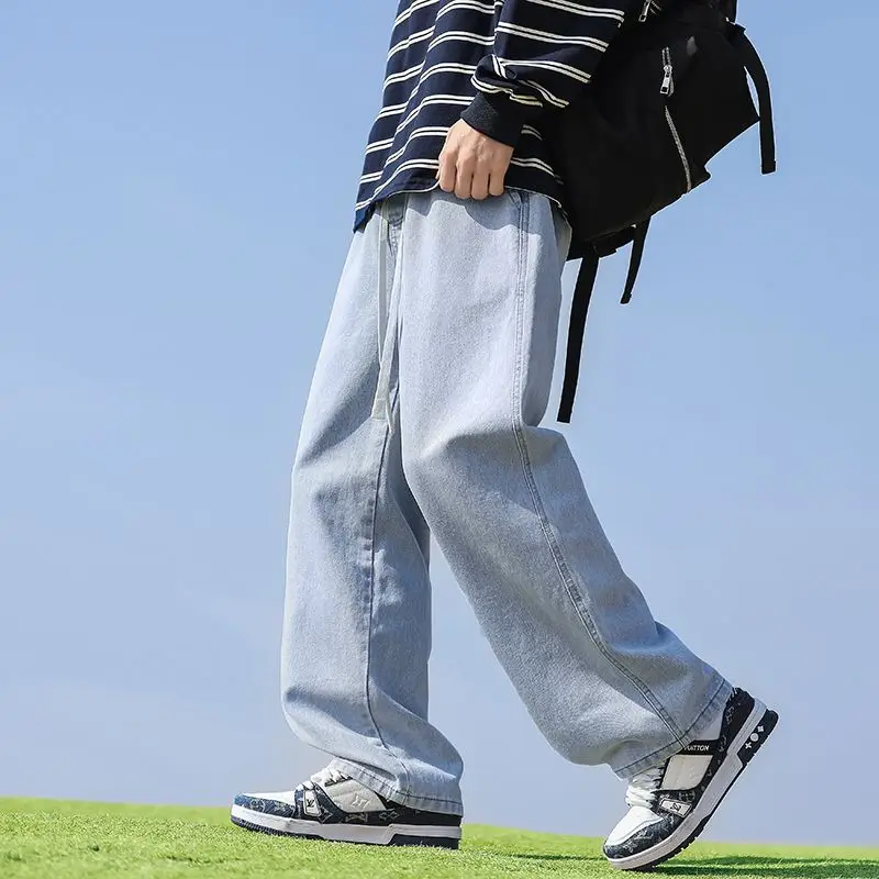 

High Quality New Men's Loose Jeans Korean Retro Fashion Street Straight Leg Wide Leg Pants Unisex Y2k Hip-hop Baggy Dance Pants