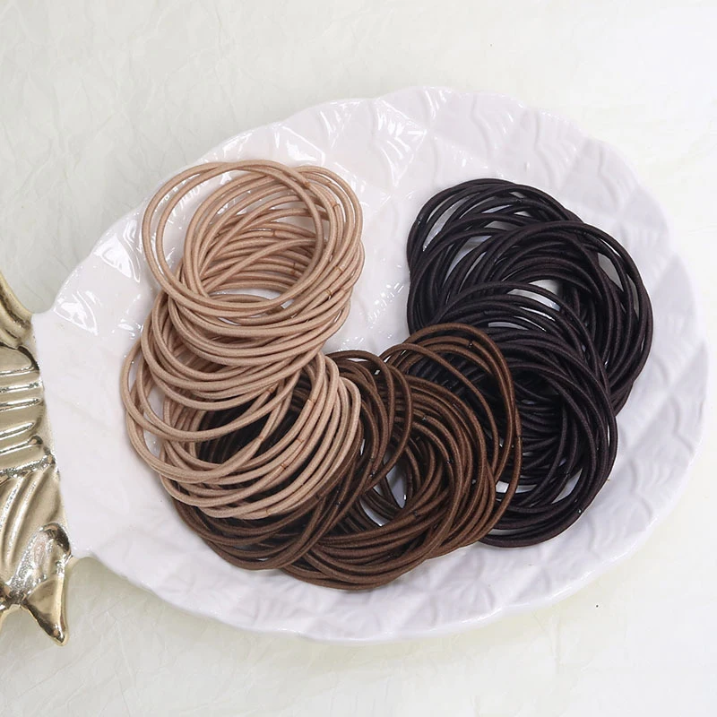 100 sztuk/zestaw gumki do włosów elastyczne gumki dla kobiet mężczyzn cienkie gumki do włosów kucyk Scrunchies akcesoria do włosów dla kobiet