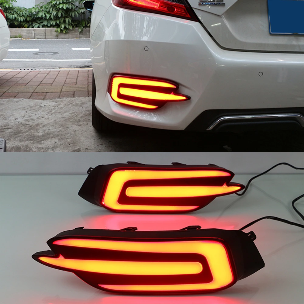 Nice 1 Pair Reflector Car LED Tail Light Rear Fog Lamp Bumper Light Auto Bulb Brake Light For Honda Civic 2016 2017 2018