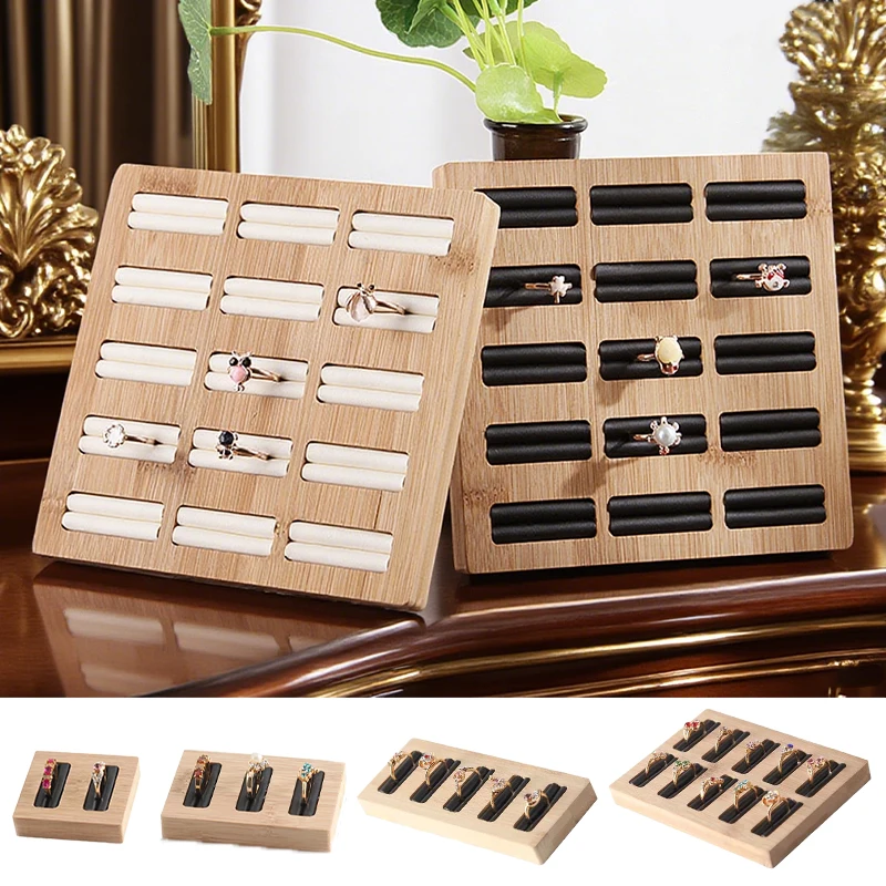 

Jewelry Organizers Display Tray Storage Box Necklace Bracelet Earrings Ring Holder Multiple Sizes Velvet Wood 2/5/10/15 Solts
