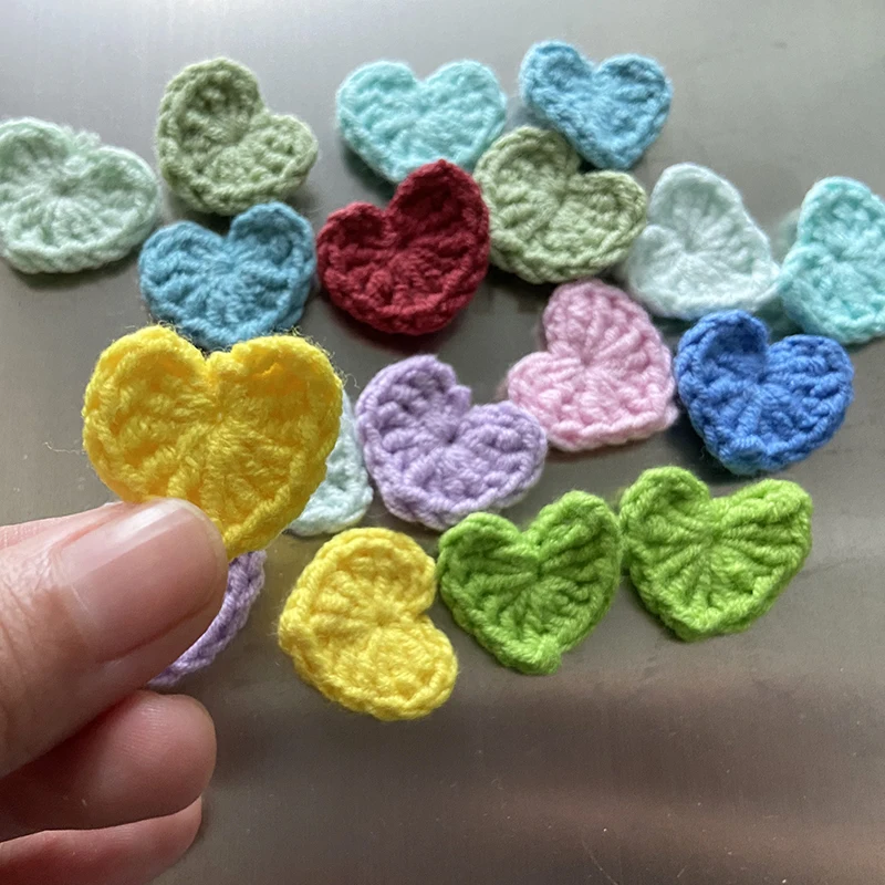 20Pcs/Lot 2.2CM Cotton Knitting Heart Multiple Colors Hat Clothing Decoration Scrapbooking DIY Crafts Handmade Accessories