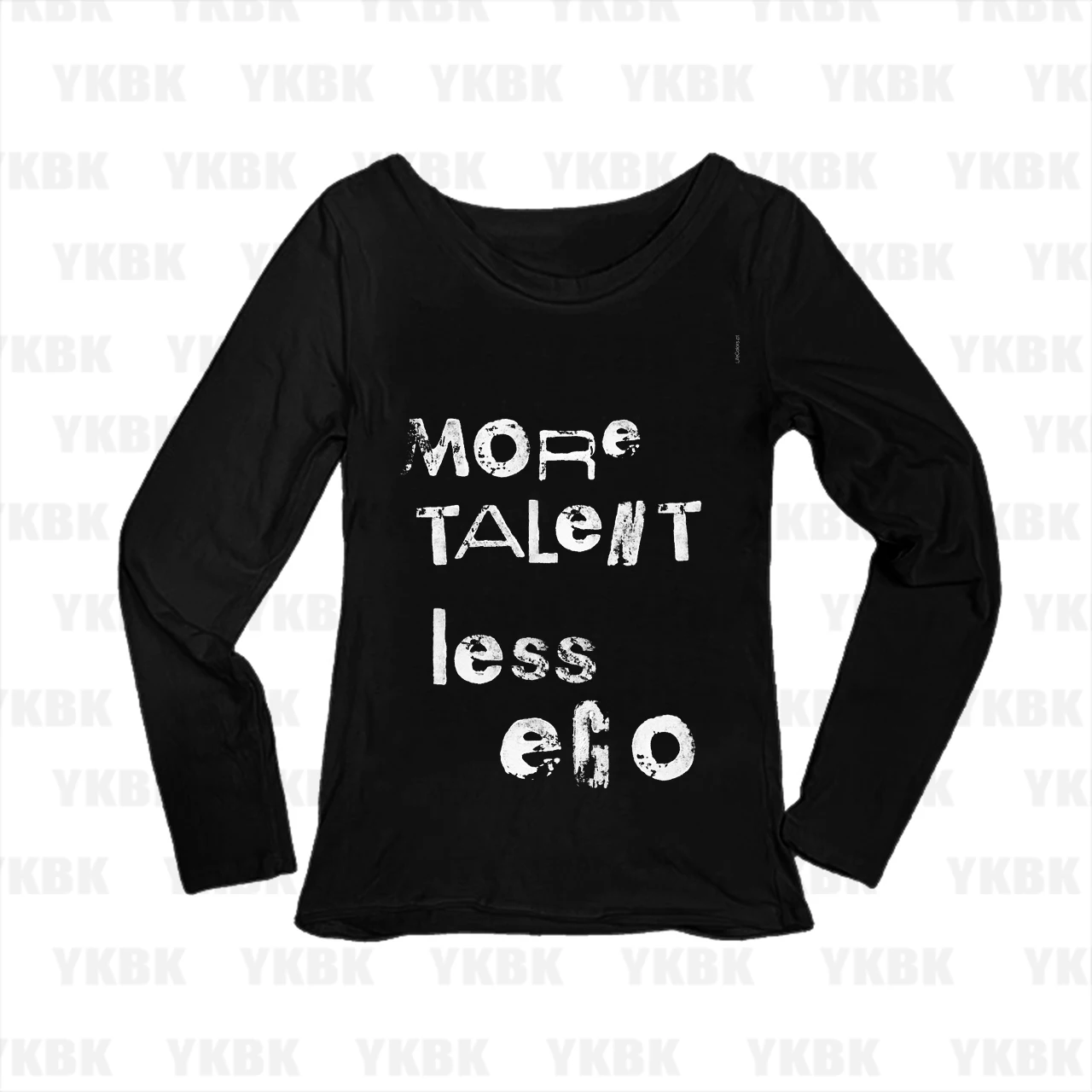 Women Off Shoulder Long Sleeve T-Shirt More Talent Less Ego Vintage Letter Print Tee Inspirational Quote Slim Casual Daily Tops