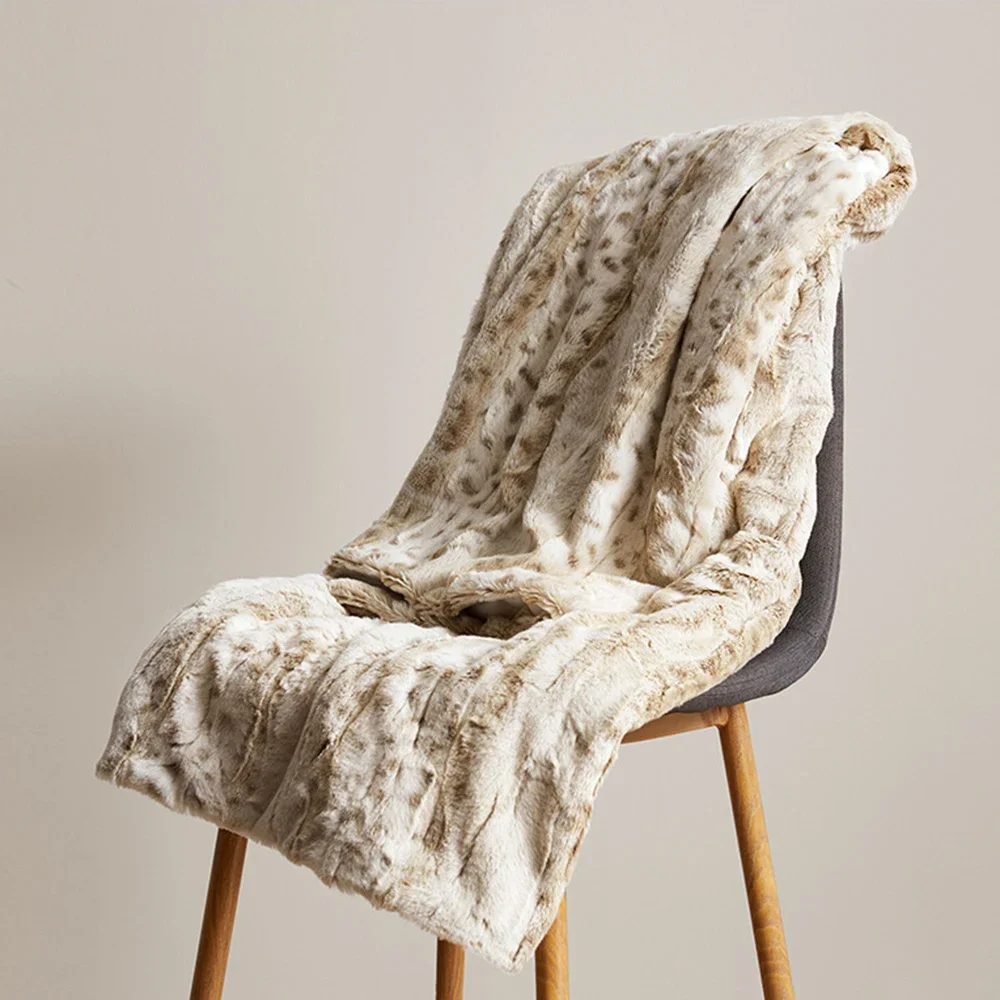 Simple Winter Blanket Thickened Camel Leopard Print Throw Blanket Double Nap Blankets Warm Knee Blankets Bed Covers King Size
