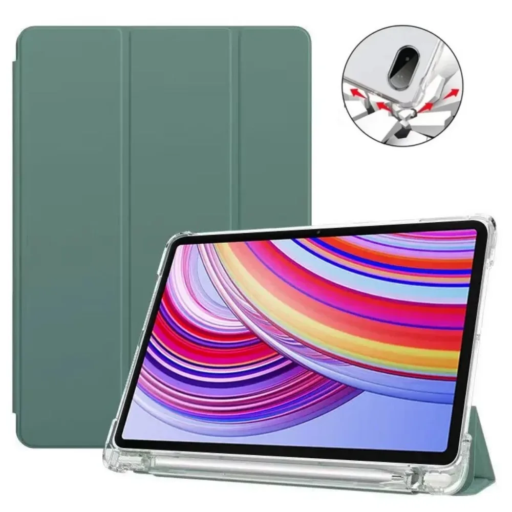 

For Redmi Pad Pro Case 12.1 inch with Pencil Holder Flip Stand Soft TPU Back Magnetic Case For Redmi Pad Pro Poco Pad 12 1 2024