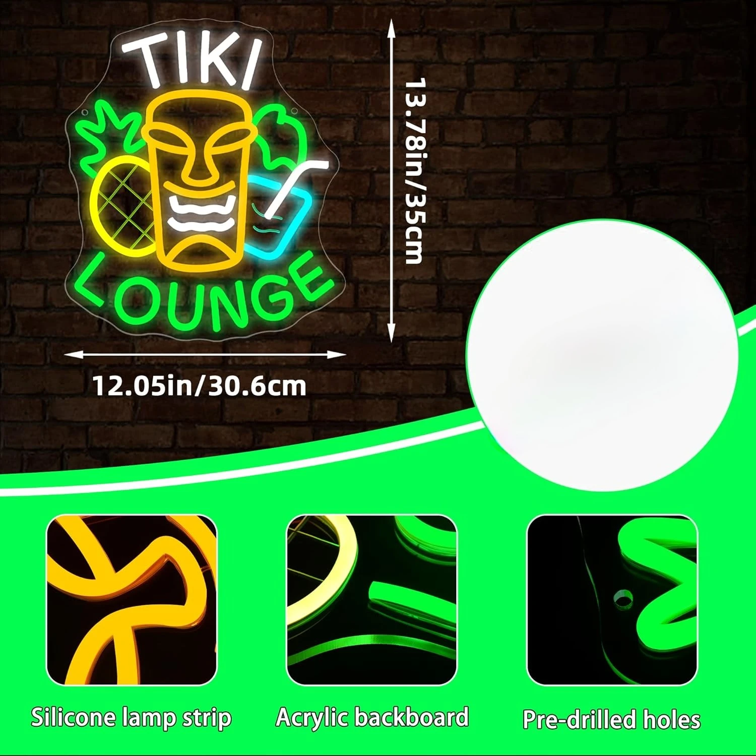 Tiki Lounge Neon Sign USB Dimmable LED Neon Light for Man Cave Beer Home Bar Store Beach Party Decor Christmas Birthday Gift